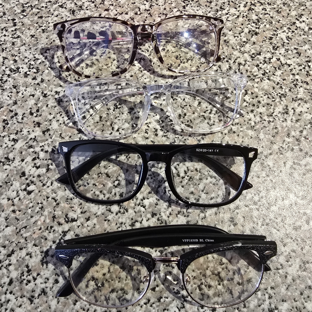 Stylish Eyewear Set - Black, Clear, Brown And Sparkly